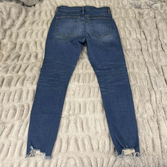 LOFT Jeans Women 28 6 Skinny Medium Wash Raw Hem Stretch Denim Distressed Modern - Picture 2 of 10